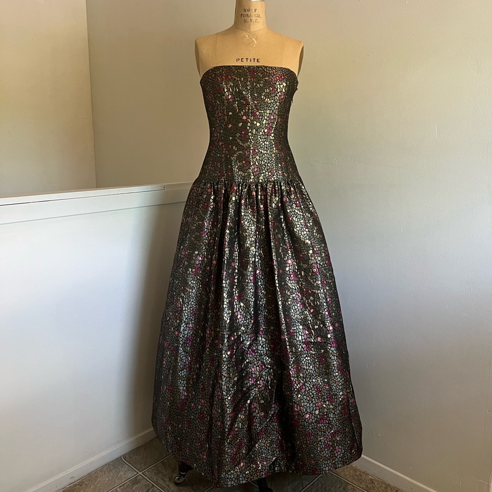 David Meister Metallic Mosaic Gown